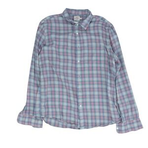 Faherty Blue Coral Plaid Flannel Shirt Men Large